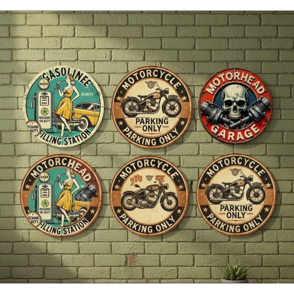 hiasan dinding kayu bulat serie otomotif