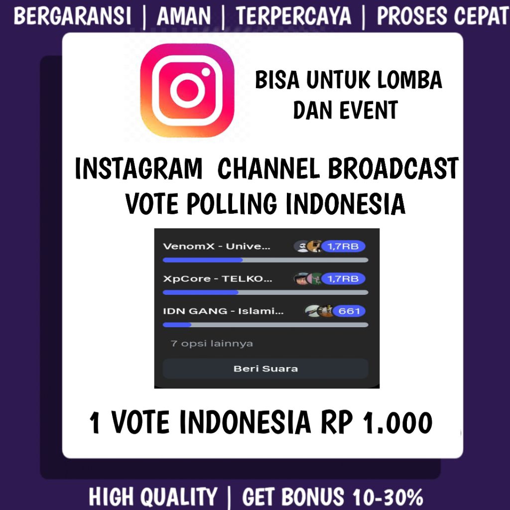 Jasa Vote Channel Broadcast Jasa Vote Instagram Indonesia