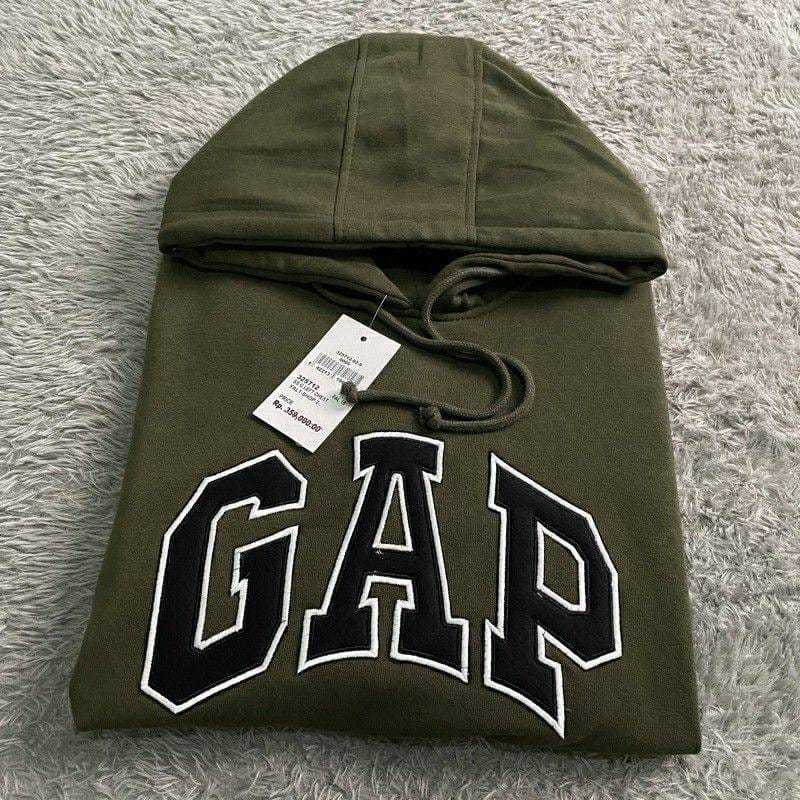 Sweater GAP Hoodie Distro Hijau Army - Jaket GAP Hoodie Premium  Tebal Unisex Pria Wanita Size M sam