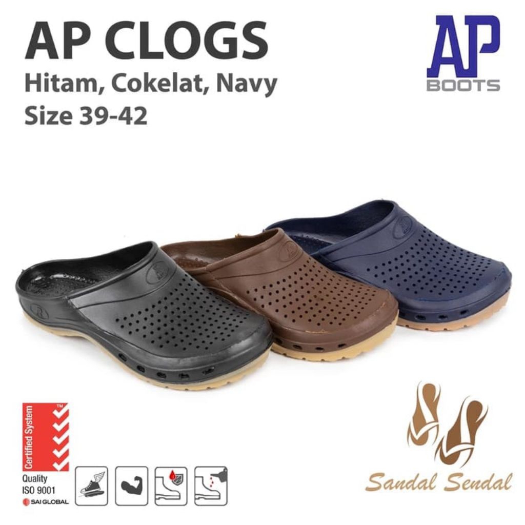 AP CLOGS Navy,Hitam,Coklat. Tutong AP Boot