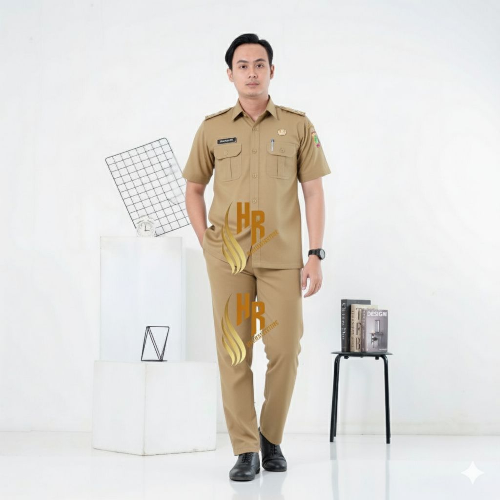 SERAGAM PNS PEMDA PRIA BAJU PDH PEGAWAI NEGERI KHAKI MUDA/TUA BAJU DINAS PNS PEMDA KHAKI TUA /KHAKI 