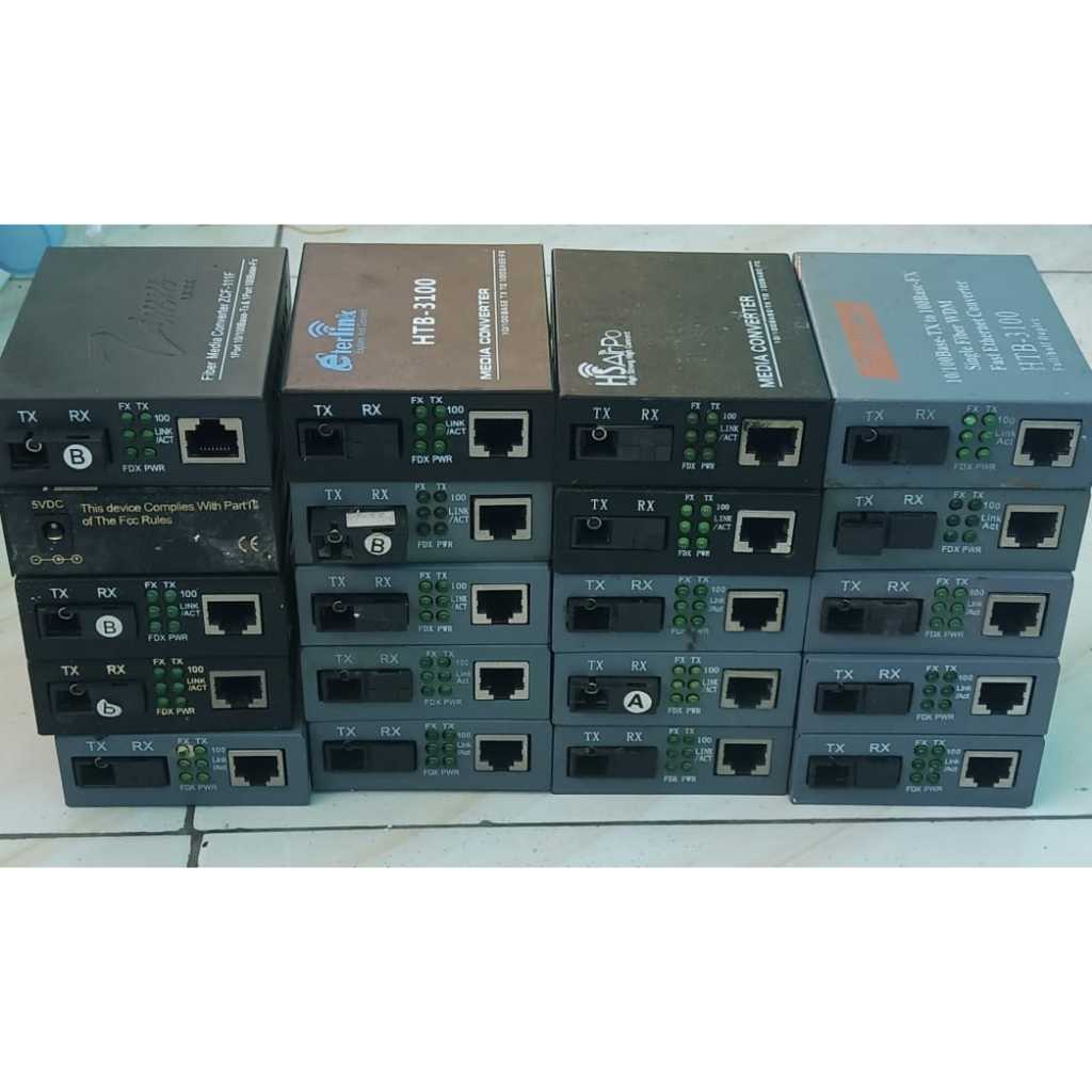 HTB single 3100 A+B Fiber Optic Optical Media Converter ( Bekas Normal)