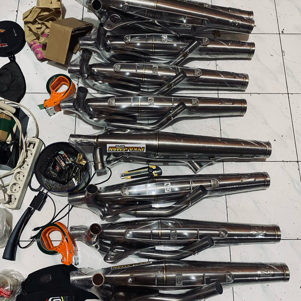 KNALPOT CB125J FULL STANELISH PEKAJAMAN RACING LEHER 38 KNALPOT CB 125 J ORIGINAL KNALPOT GL100 GL P