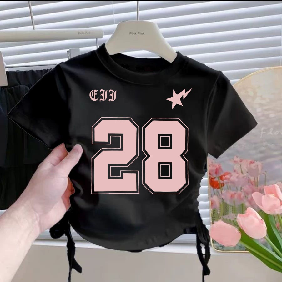Afakids - Kaos Serut Anak Perempuan Atasan  No 28DUSTY Sporty Untuk Umur 1 - 10 Tahun Tali Pinggang