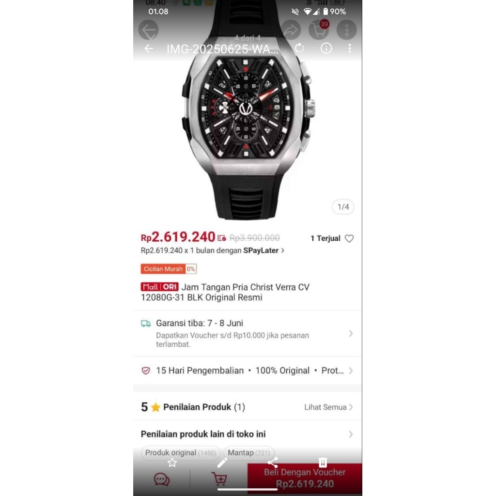 jam tangan christ verra pria preloved