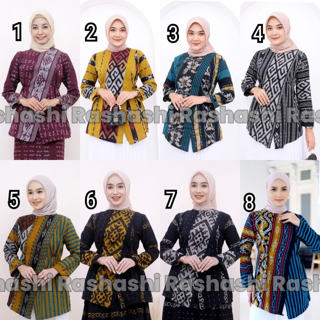 INARA Atasan tenun wanita modern terbaru warna kuning navy coklat blouse tenun troso jepara etnik mo