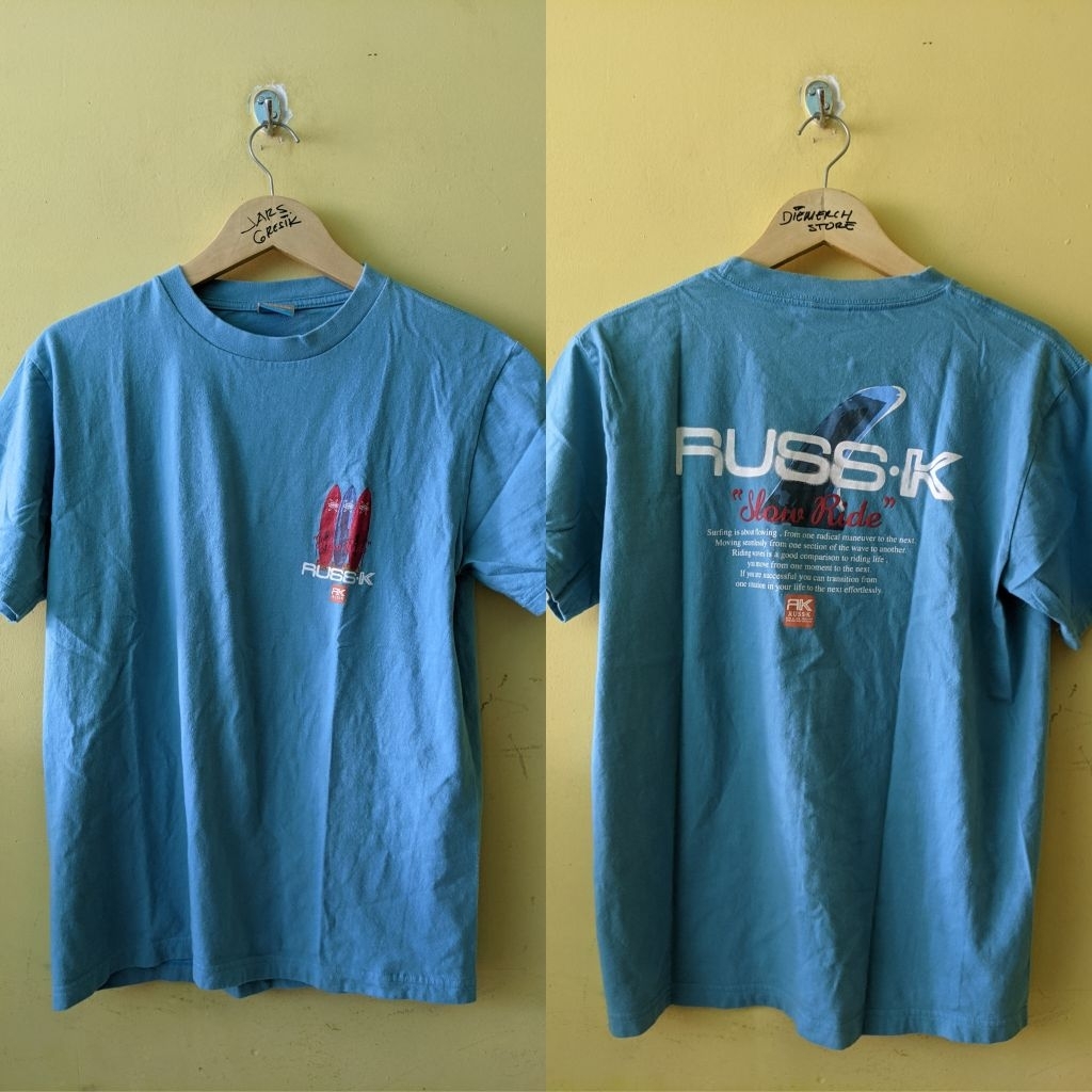 (Kaos Branded) Russ.K "Slow Ride, Surf Board" Surf Graphic Tee