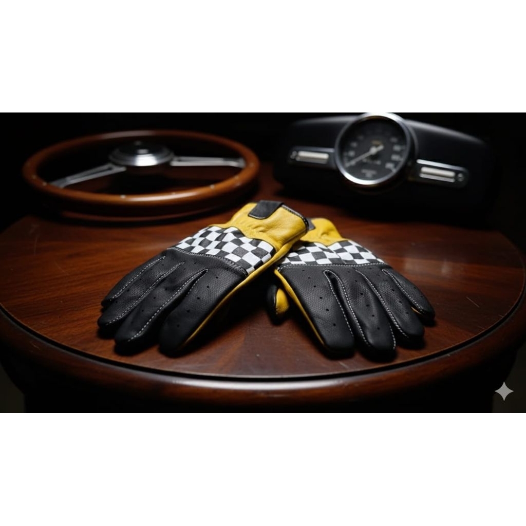 SARUNG TANGAN KULIT ASLI /SARUNG TANGAN MOTOR WARNA KUNING KLASIK