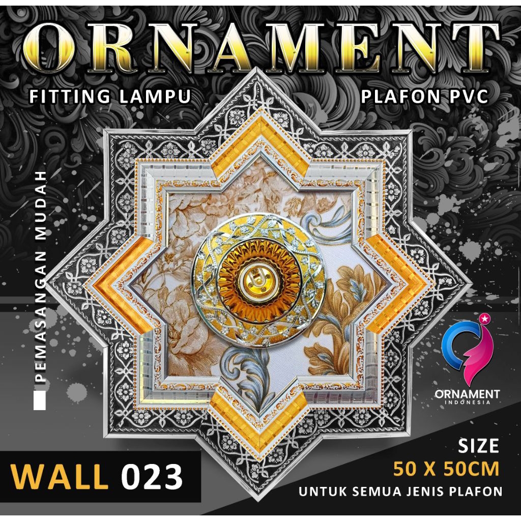 Ornamen lampu plafon pvc 50x50cm lampu hias exclusive