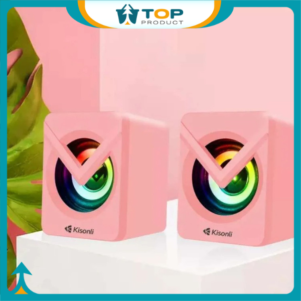 KISONLI - Speaker 2.0 Komputer/Laptop Multimedia Lampu LED L-1040 Pink