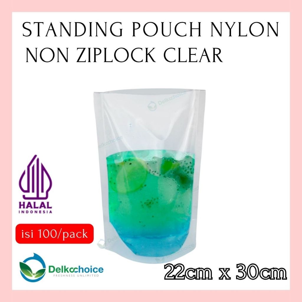 DELKOCHOICE STANDING POUCH NYLON CLEAR NON ZIPLOCK 22x30