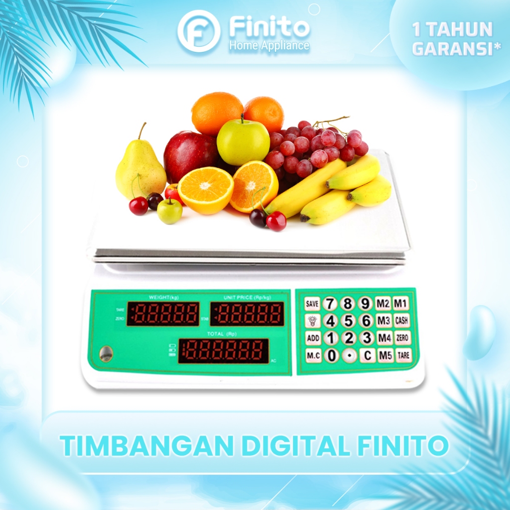 FINITO Timbangan Buah Digital FDS30 Berat Maks 40kg Double Display Digital Computing Scale