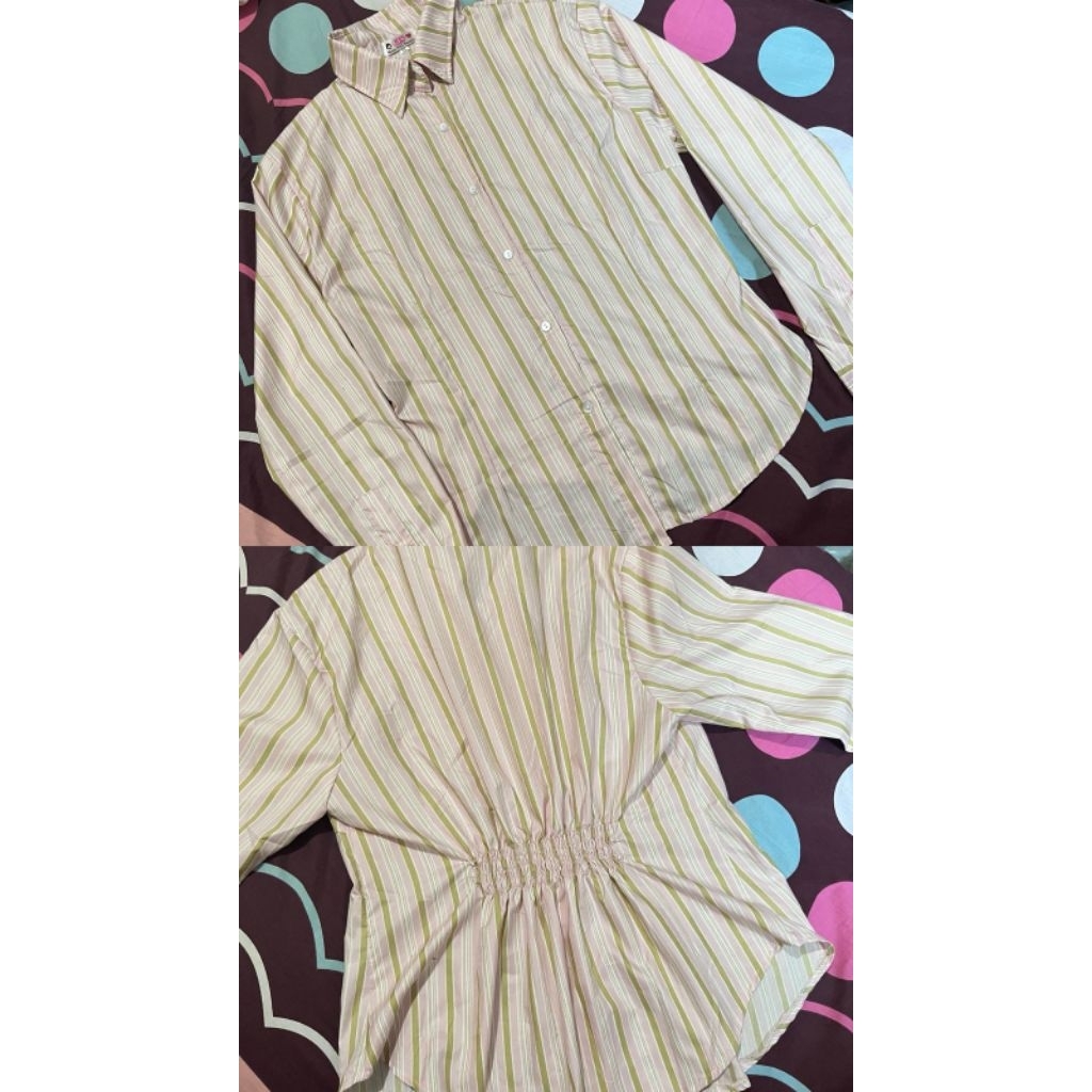 Kemeja salur Pink