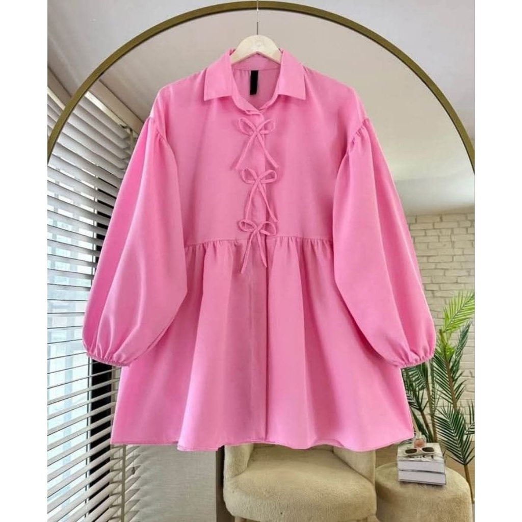 atasan wanita kemeja polos blouse wanita zamora pink