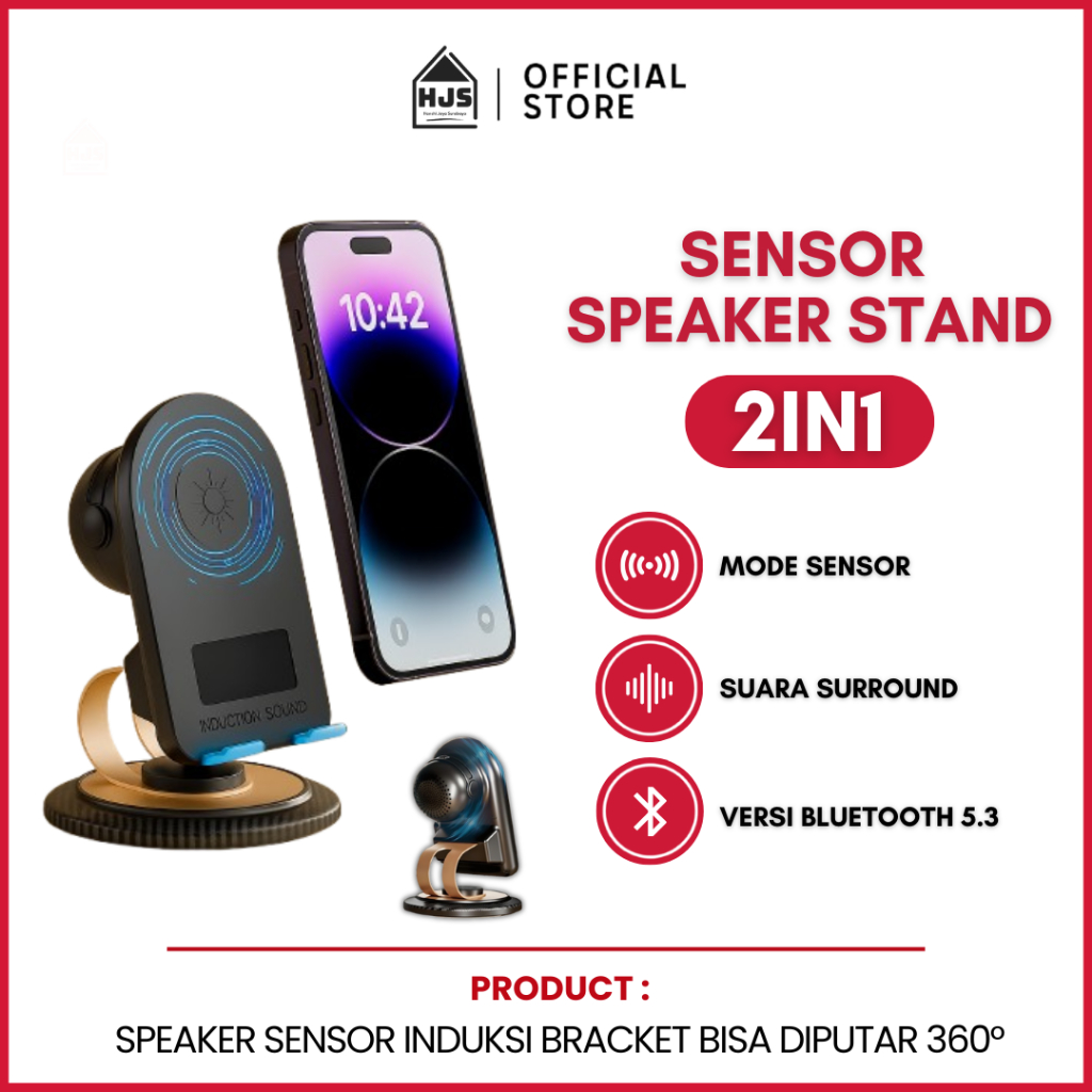 HJS Dudukan ponsel speaker Bluetooth Holder Hp Stand Meja Multifungsi Sensor Speaker Stand Induksi