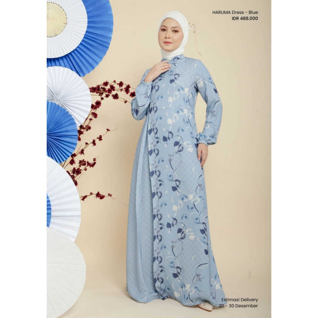 Zoya Haruma Dress Blue-Busana Muslim Wanita-Dress Zoya
