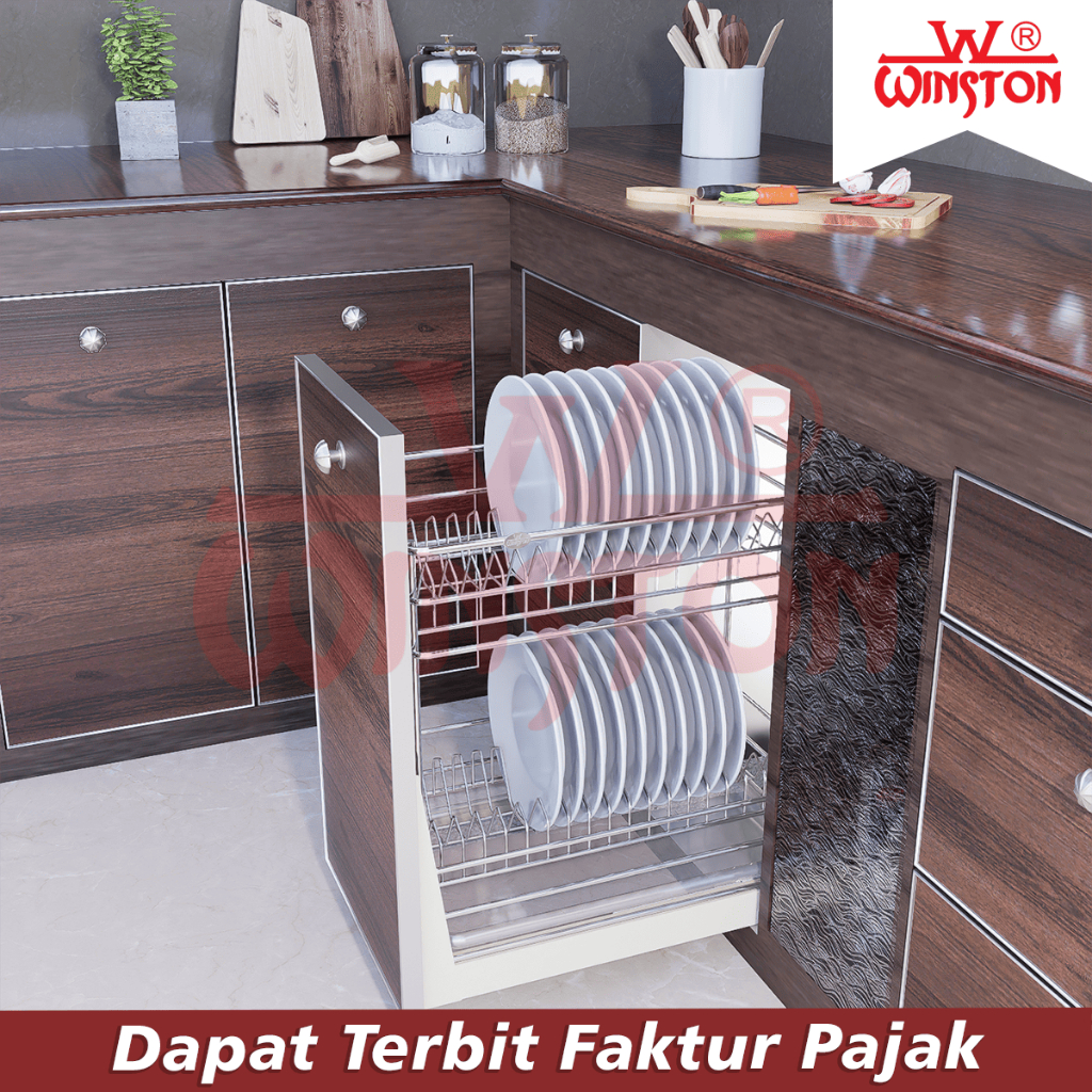Rak Tarik Piring Sekat 2 Susun Stainless WW 10 P SS Ukuran Kabinet 35 Cm WW.10P Rak Dapur Bawah Kitc