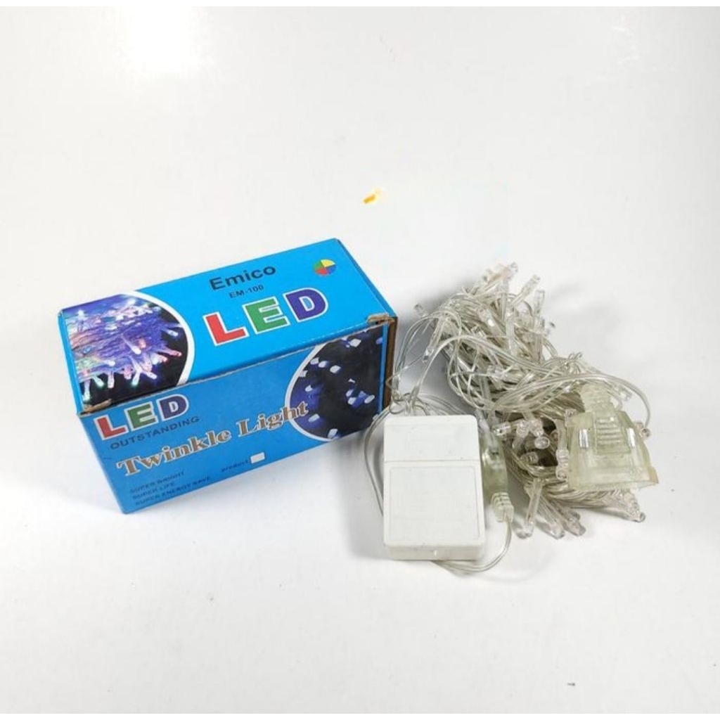 Emico Lampu Natal RGB 150led Lampu penjor Hias Kabel bening Obral