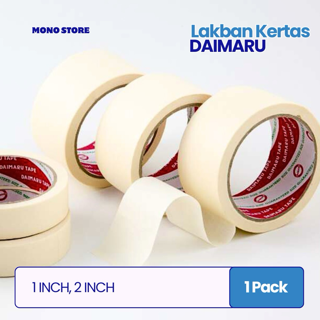 [1 Pack (6 Pcs)] Lakban Kertas Daimaru 1 Inch & 2 Inch / Lakban Kertas Daimaru