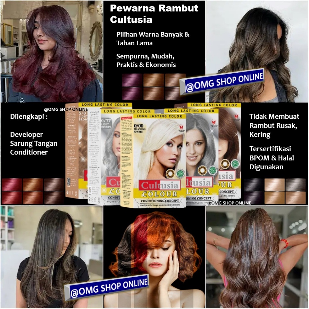 Permanent Hair Color  Cultusia Cat Pewarna Rambut Permanen Halal & BPOM 30 ml Conditioner / Hair Col