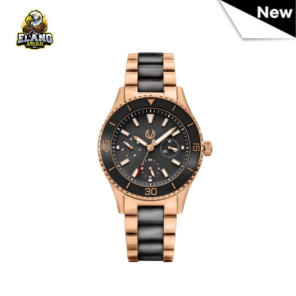 Christ Verra Casual Women's Watches Lady Bold Series Jam Tangan Wanita Tali Rantai CV 12351L-58 BLK