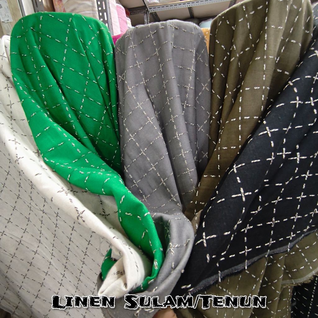 Bahan kain linen Sulam/Linen Tenun[harga ½ meter]