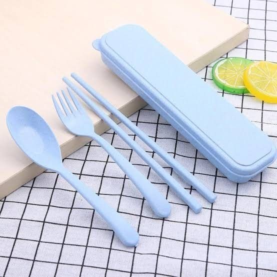 FAUS GROSIR SENDOK GARPU SUMPIT PORTABLE SENDOK SET JERAMI ALAT MAKAN KOREAN SOUVENIR FREE TRAVELING