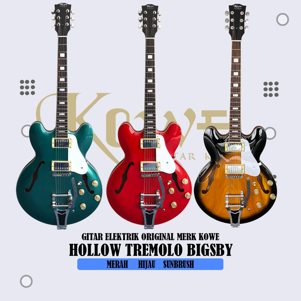 Kowe Gitar Listrik/Elektrik seri Hollow Tremolo Vibrato