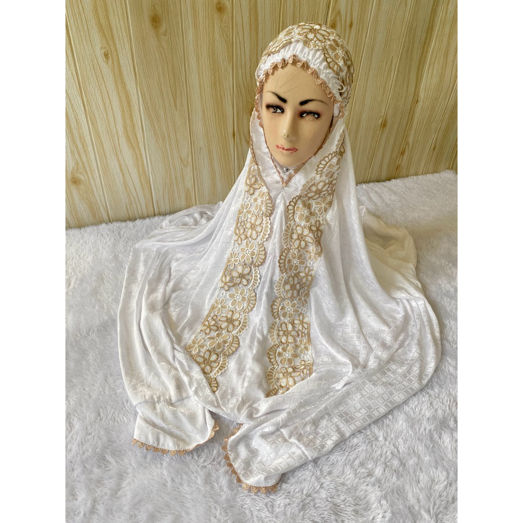 mukena sutra blitz renda twotone terusan