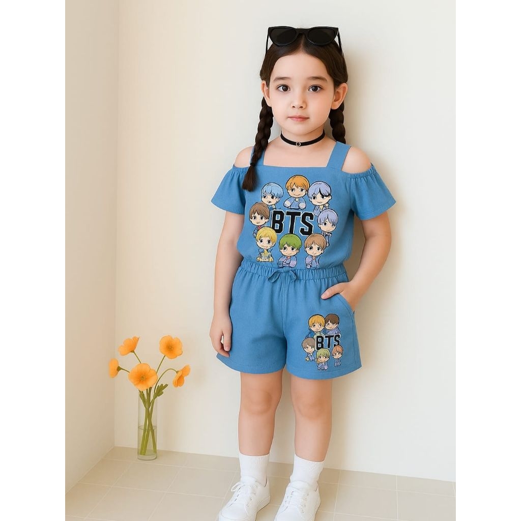 Set Oly Kid Denim Setelan Baju Anak Cewek Modis Kekinian Usia 3-5 Tahun Baju Anak Lucu Rx
