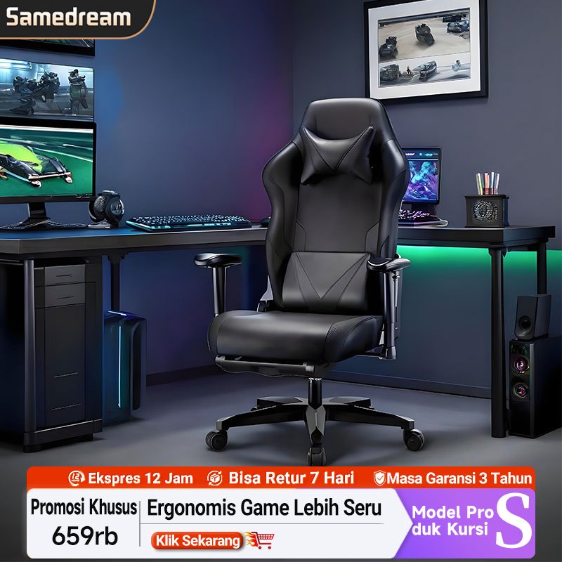 Kursi Gaming Bisa Adjustable Semua Arah Kursi Gaming Busa Premium Kursi Ergonomis Kantor
