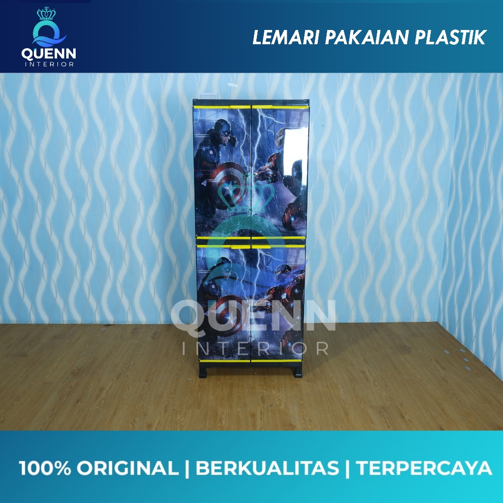 Lemari Plastik / Lemari Pakaian Plastik 4 Susun Kunci