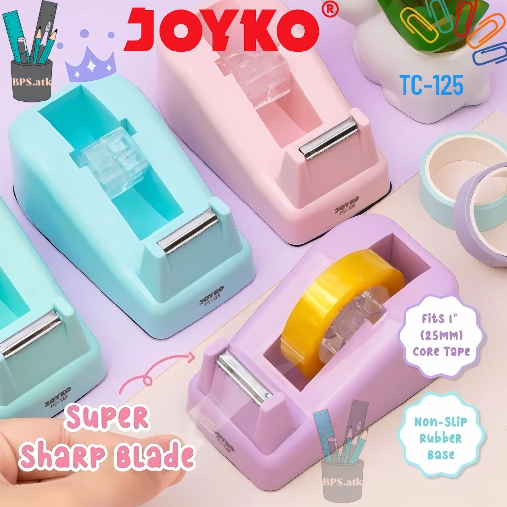 (12 pcs) JOYKO Tape Cutter Tape Dispenser Pemotong Pita Perekat TC-125 - Tape Cutter Mini