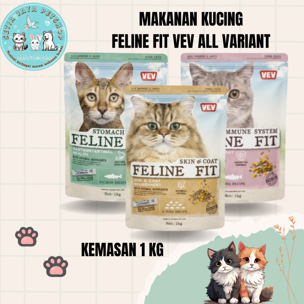 Makanan Kucing -  Feline Fit Vev All Variant Kemasan Freshpack 1KG (INSTANT/REGULER)