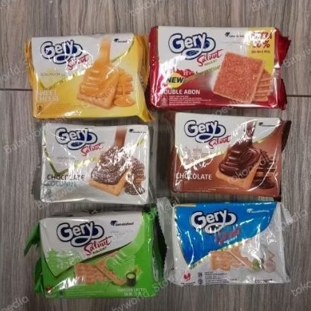 Gery saluut biskuit crackers Kelapa/ Coklat/ Keju / Matcha / Abon / Chocolate Coconut 100gr