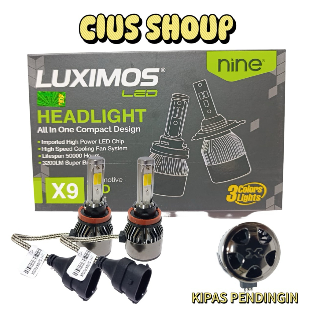 Lampu LED H4 Mobil 3 Warna Putih Kuning Hangat