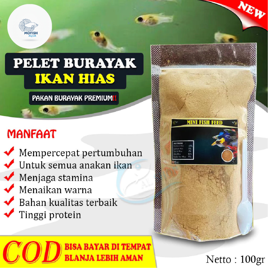 Pelet Burayak Ikan Hias Premium | Pakan Anakan Cupang, Guppy, Molly, Platy