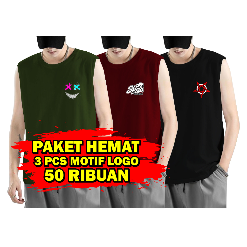 Kaos Singlet Paket Hemat 3 Pcs Singlet Pria 50 Ribu / Paket Lekboong 3 Pcs / Singlet Pria