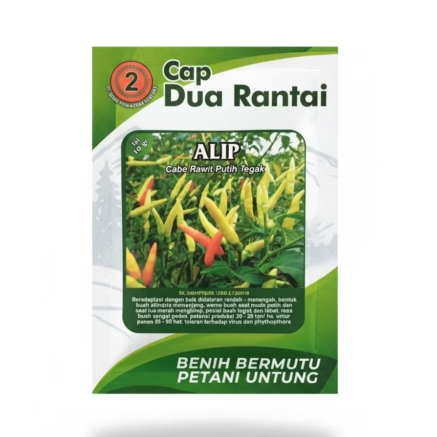 Benih Cabe Cabai Rawit Putih Tegak ALIP 10 gram Biji Bibit Cap Dua Rantai