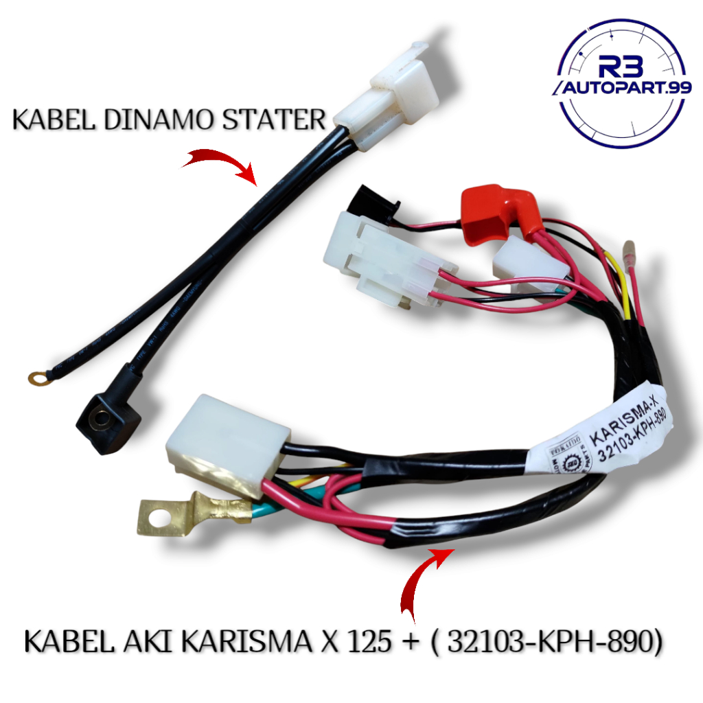 Kabel Bodi Body Bagian Aki Honda Kharisma Karisma X 125 Set Kabel Aki Positif + Kabel Dinamo Stater 