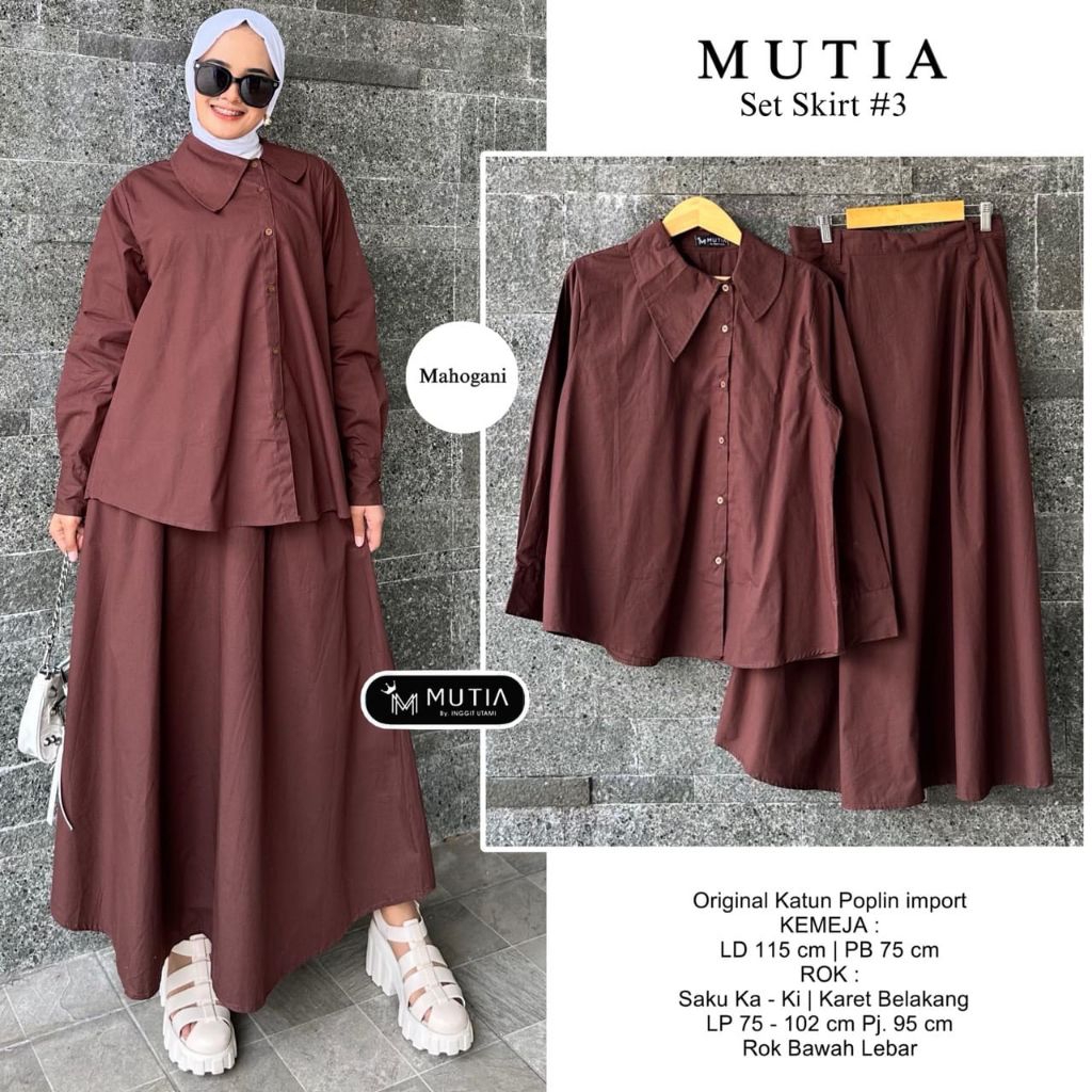 SETELAN KATUN POLOS LD.115 • MUTIA#3 SET OVERSIZE KEMEJA DAN ROK KATUN PREMIUM TERBARU 2026 • BAJU W