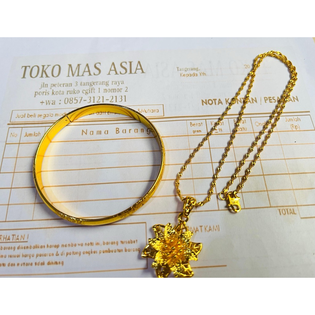 kalung wanita emas muda motif melintir free liontin ada surat dari toko
