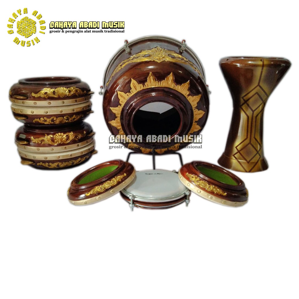 PROMO Hadroh 1 set lengkap komplit fullset plus tas standar Jepara polos ukir