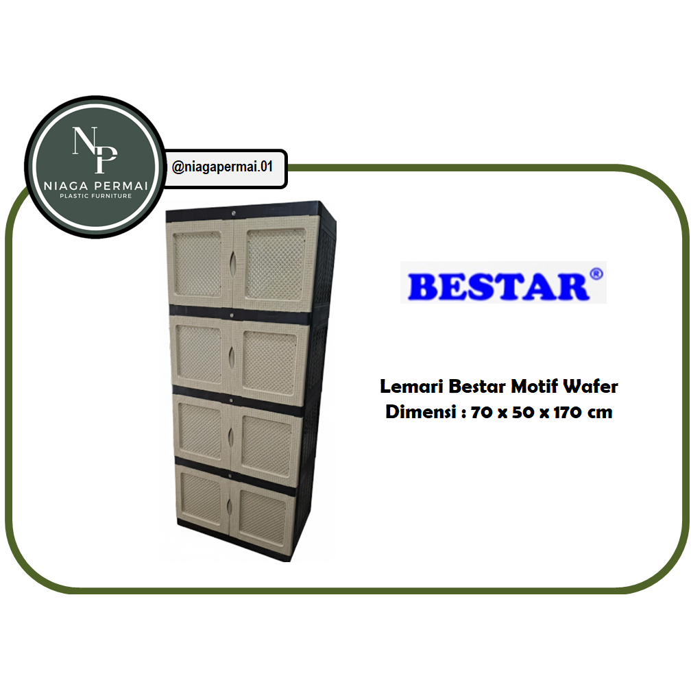 Lemari Pakaian Plastik Serbaguna Bestar Susun 4 Motif Wafer