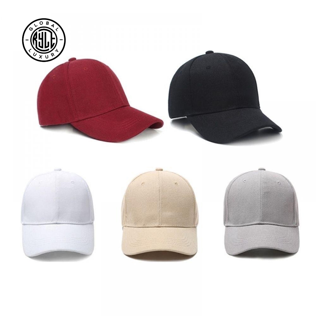 Ry Lifestyle - Topi Baseball Unisex Polos Keren Korea Minimalis Unisex Terbaik Marun Hitam Putih Cre