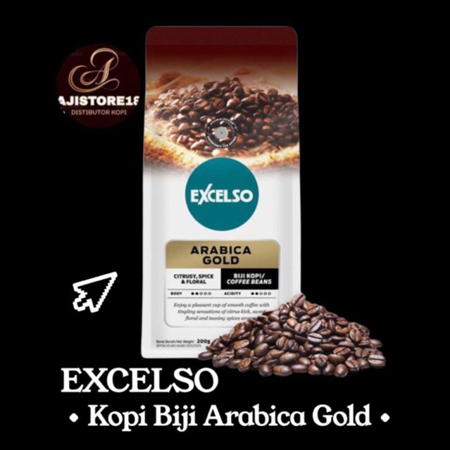 Coffee Bean Excelso Arabica Gold 200g- Kopi Biji Excelso Arabica Gold