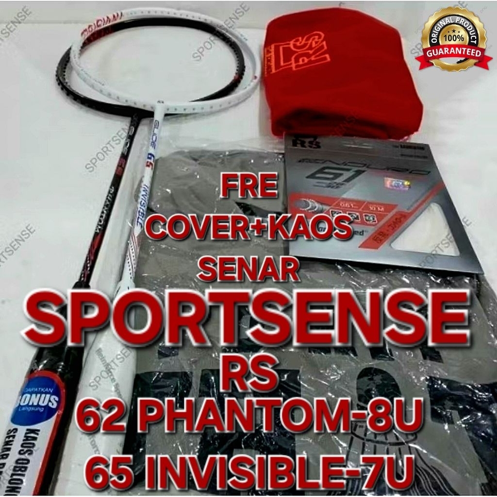 Raket Bulutangkis Badminton RS Reinforce Speed GLIDE 62 65 PHANTON INVISIBLE 8U 7U Original Bonus Se