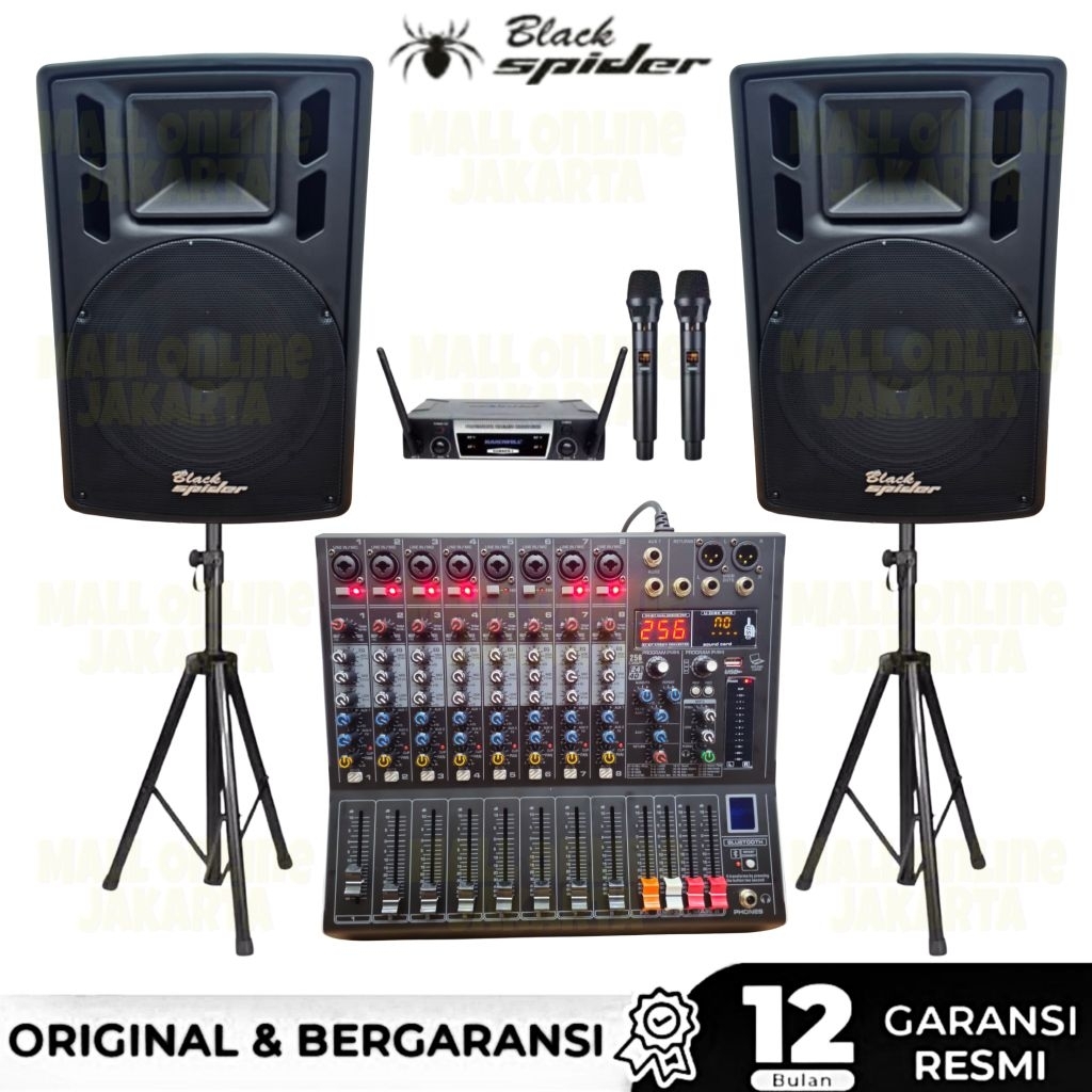 Paket speaker aktif 15 inch blackspider original sound system black spider outdoor indoor