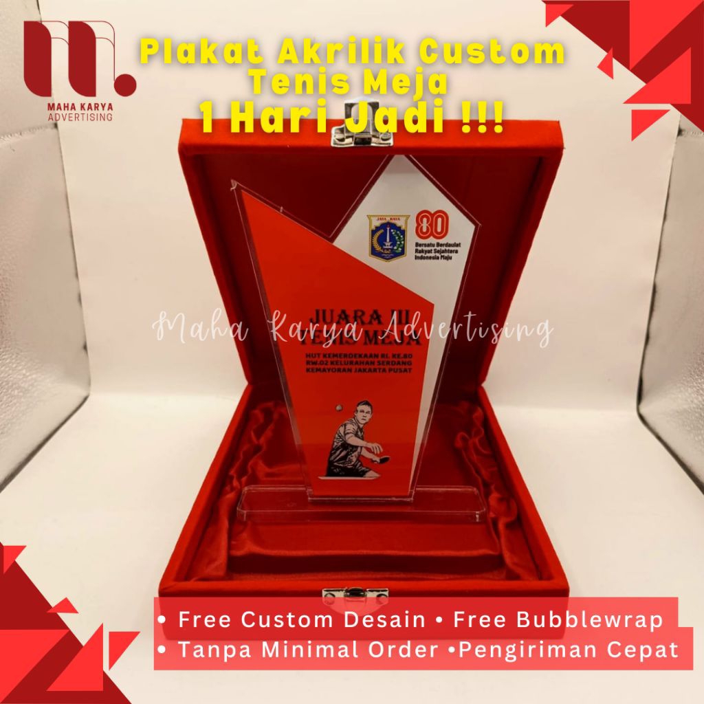 Plakat, Plakat Akrilik Custom Penghargaan 17 Agustus, Plakat Akrilik Murah | 1 Hari Jadi