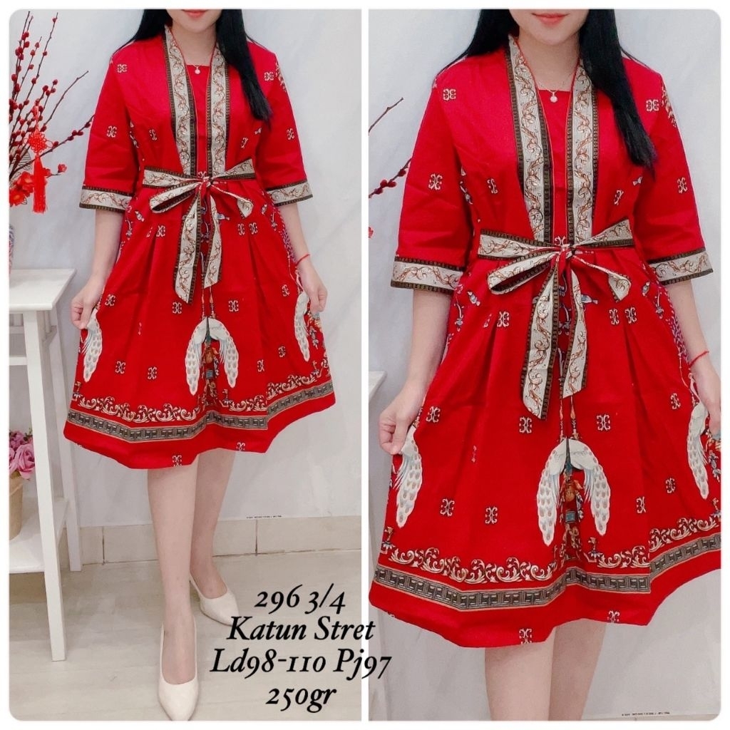 DRESS IMLEK / DRESS CHEONGSAM BATIK BAHAN KATUN STRETCH